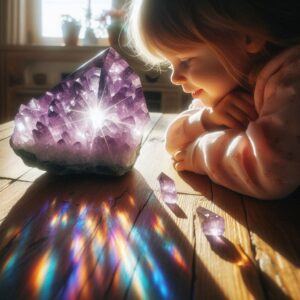 Amethyst Crystal And A Kid
