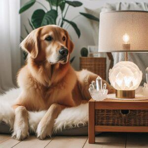 Dog And A Clear Quartz Crystal 
