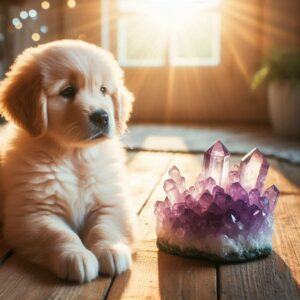 dog and amethyst crystal 