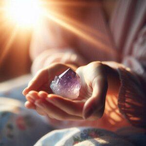 A Girl Holding Amethyst Crystal