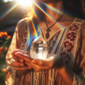 A Woman Holding A Crystal 