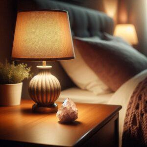 Small Lepidolite Crystal On A Nightstand 