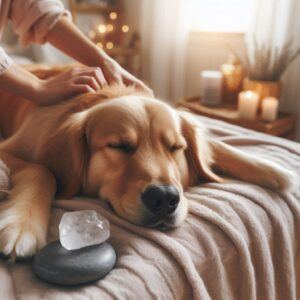 Massaging Dog With A Simple Crystal