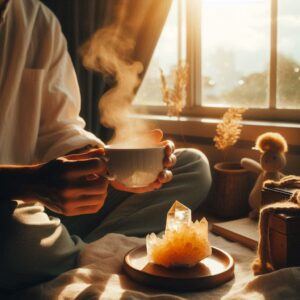 Morning Coffee And A Small Citrine Crystal 