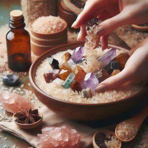 Cleansing Crystals With Rice Bath