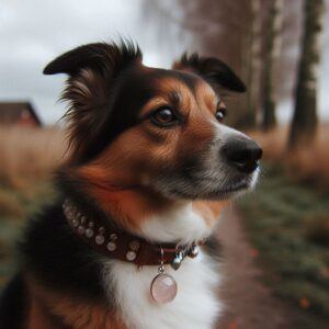 Dog Collar With A Healing Rose Quartz Crystal Pendant