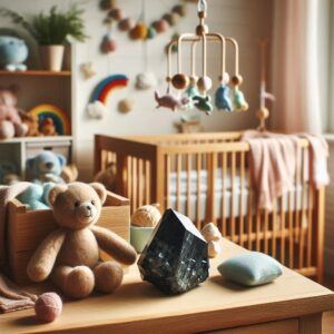 Black Tourmaline Crystal In A Nursery