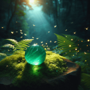 chrysoprase stone under the light of the full moon 